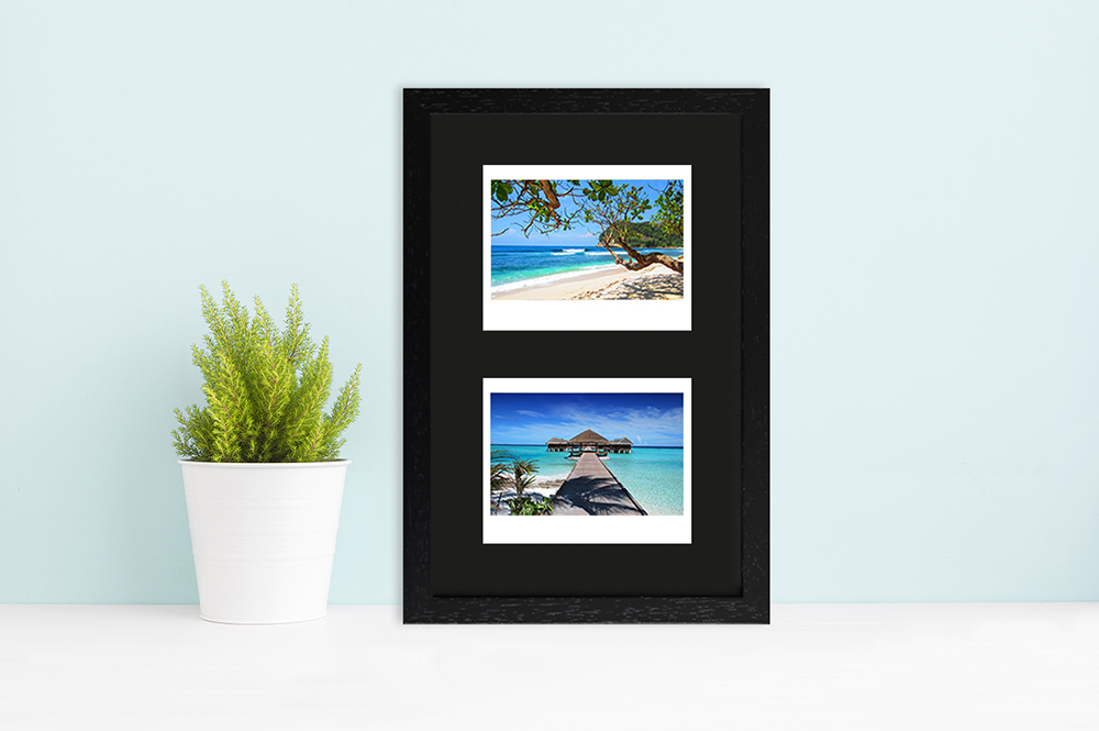 schwarzer Instax Wide Rahmen für zwei Bilder moderne Dekoration mit schwarzem 2-fach Fotorahmen aus Holz