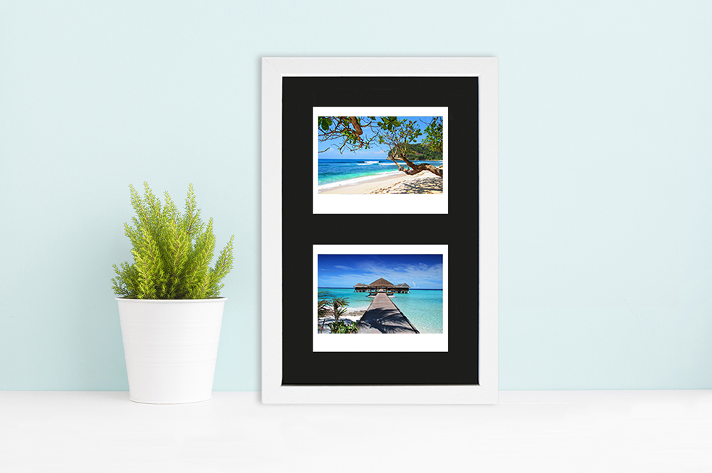 weißer Instax Wide Rahmen für zwei Bilder moderne Dekoration mit weißem 2-fach Fotorahmen aus Holz