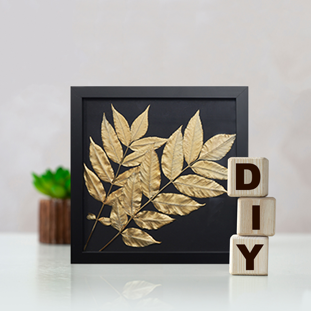 DIY – Goldene Blätter im Bilderrahmen DIY mit Herbstblättern in einem Bilderrahmen