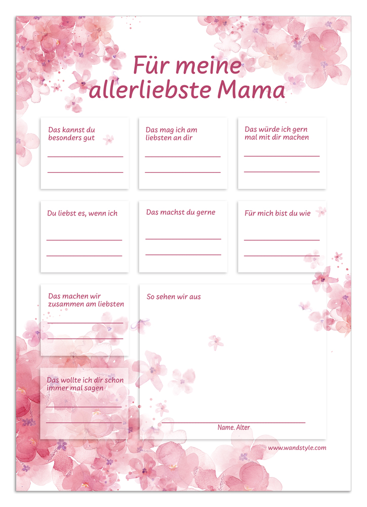 Geschenkidee zum Muttertag: Urkunde für Mamas in Rot Vorlage für rote Geschenkurkunde für Mütter