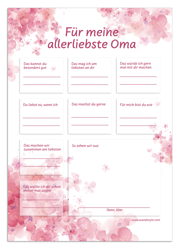 Geschenkidee: Urkunde für Omas in Rot Vorlage für rote Geschenkurkunde für Großmütter