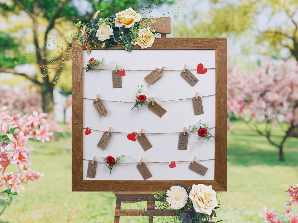 Gästebuch für Feier einer Hochzeit Hochzeitsgästebuch mit Holzrahmen