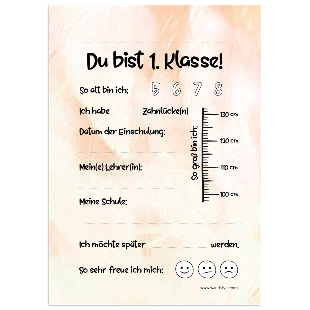 Erinnerung an den ersten Schultag: Steckbrief in Gelb gelbe Druckvorlage eines Steckbriefs für Erstklässler