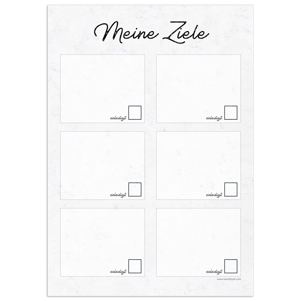 Liste mit Zielen zum abhacken in Weiß unausgefüllte Liste für Ziele in der Farbe Weiß