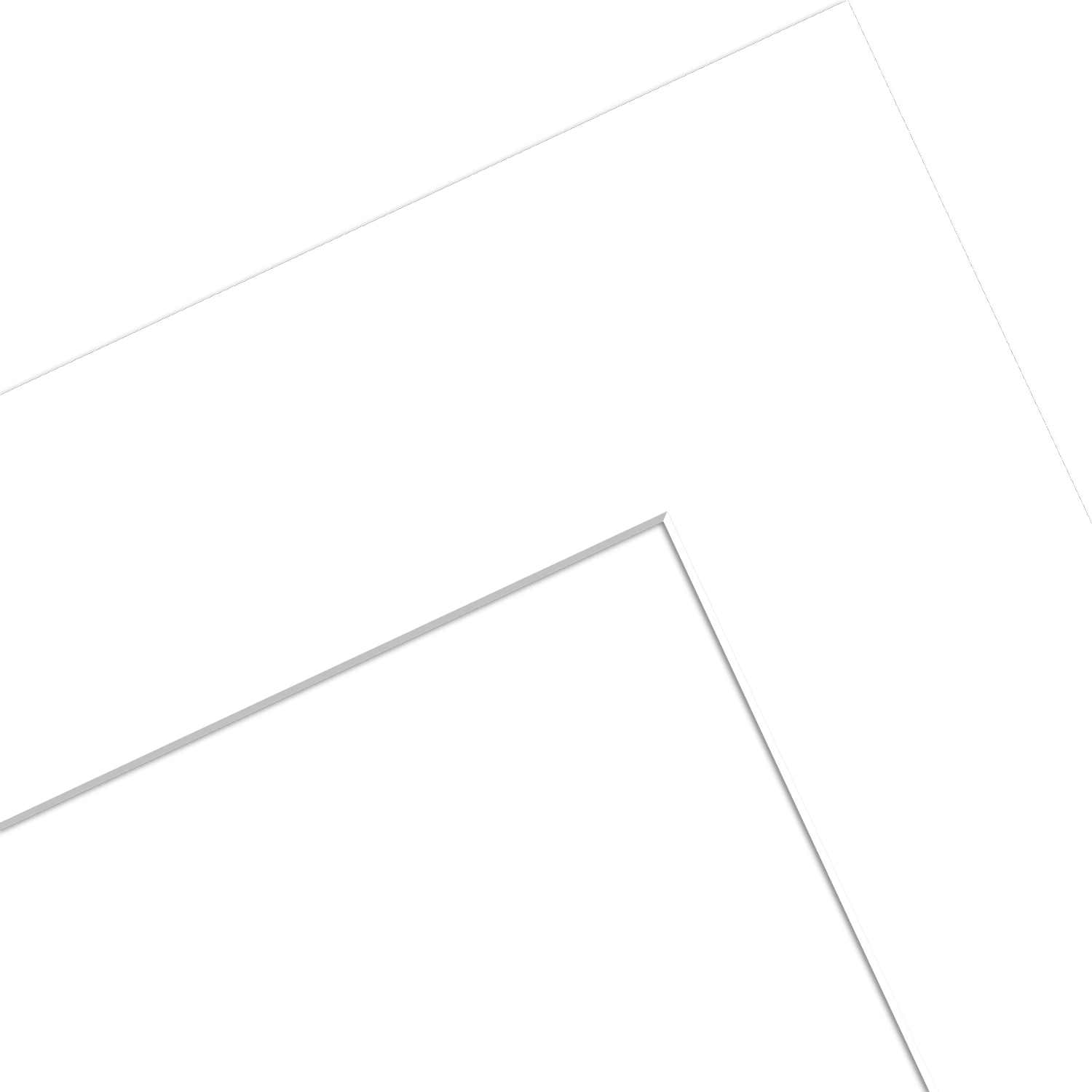Muster eines Passepartouts in der Farbe Bianco Flash Ecke eines reinweißen Passepartouts