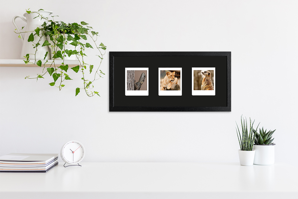 schwarzer Instax Square Bilderrahmen für 3 Fotos Moderner Bilderrahmen für Instax Square Fotos