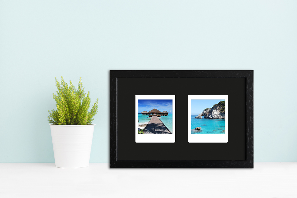 schwarzer Instax Square Bilderrahmen für 2 Fotos Moderner Bilderrahmen für Instax Square Fotos