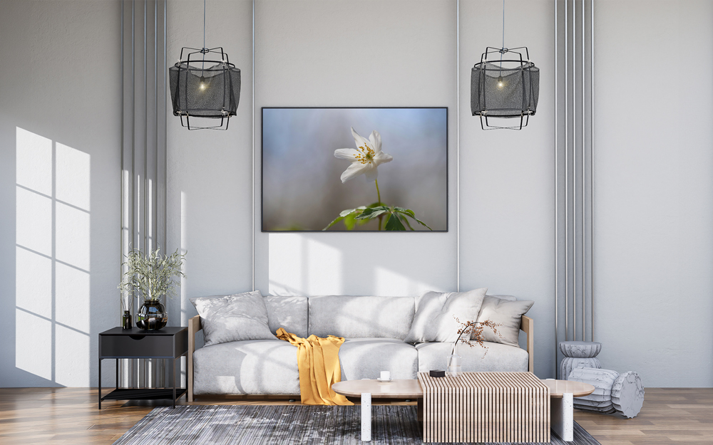 Wohnzimmer in Grau Graues Wohnzimmer mit einer großen Couch