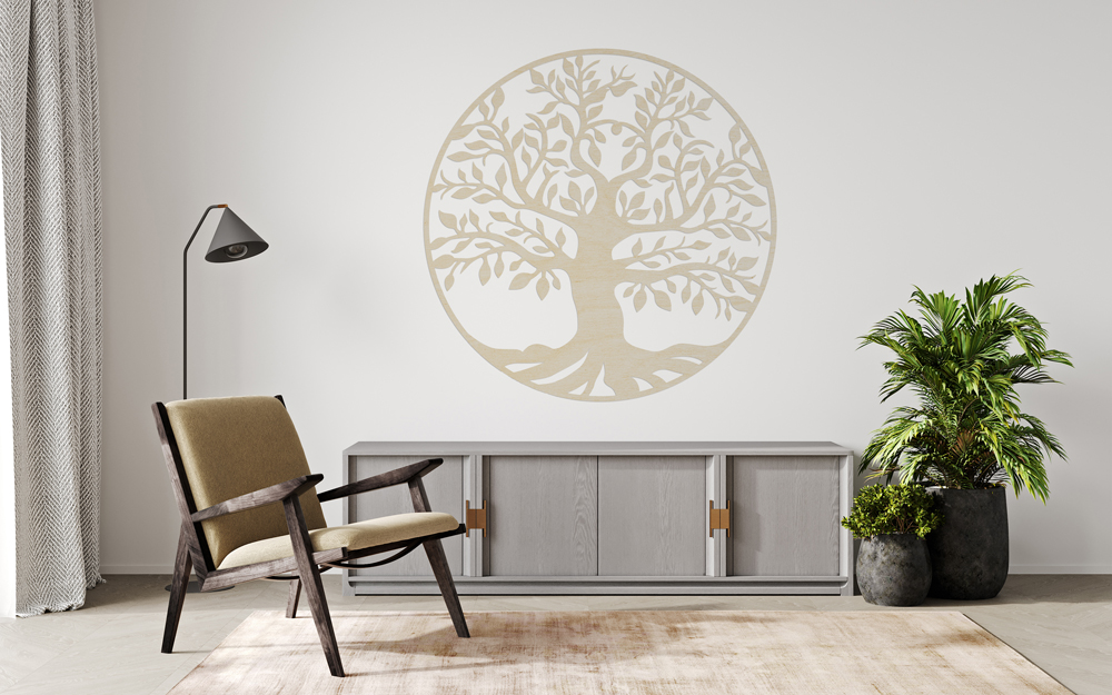 Wanddeko Lebensbaum Wanddekoration an einer weißen Wand