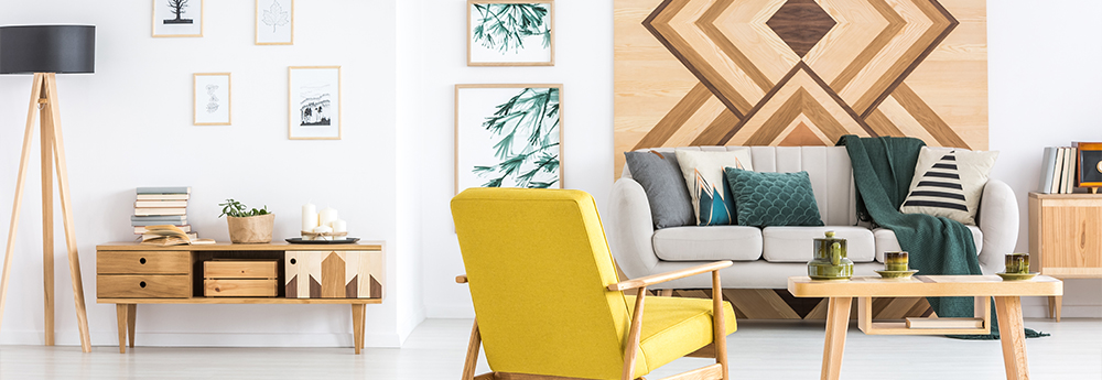 Wohnzimmereinrichtung im Vintage Stil Holzelemente in Vintage Wohnzimmer