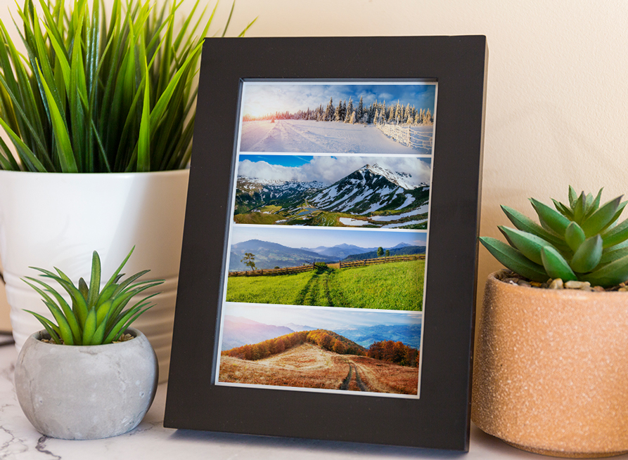 Postkarte mit Bilderrahmen Postkarte mit einem Bilderrahmen und Raumdekoration