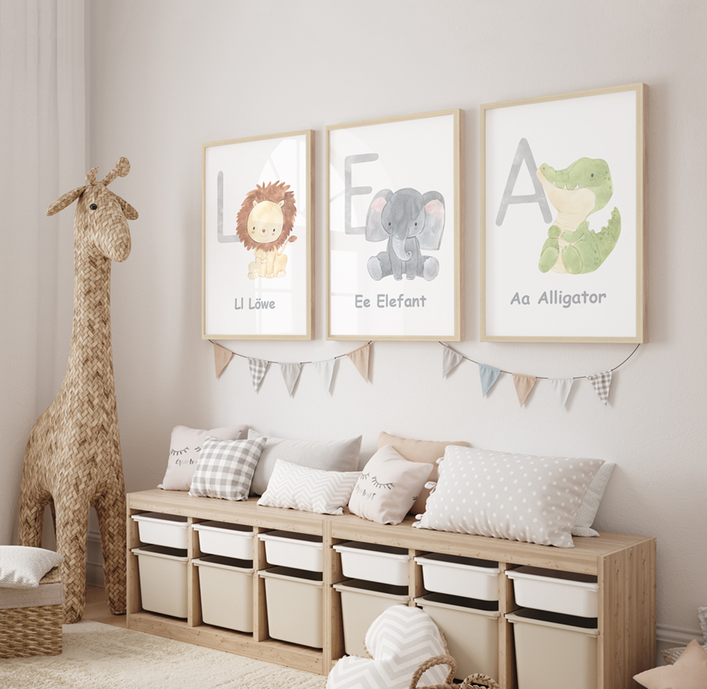 gerahmte Poster an Kinderzimmerwand Wanddekoration für Kinderzimmer - Poster