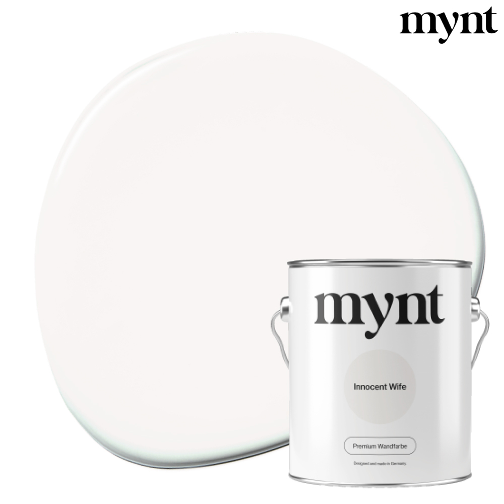 Farbtropfen - Wandfarbe Innocent Wife Farbklecks mit Eimer der Farbe Innocent Wife