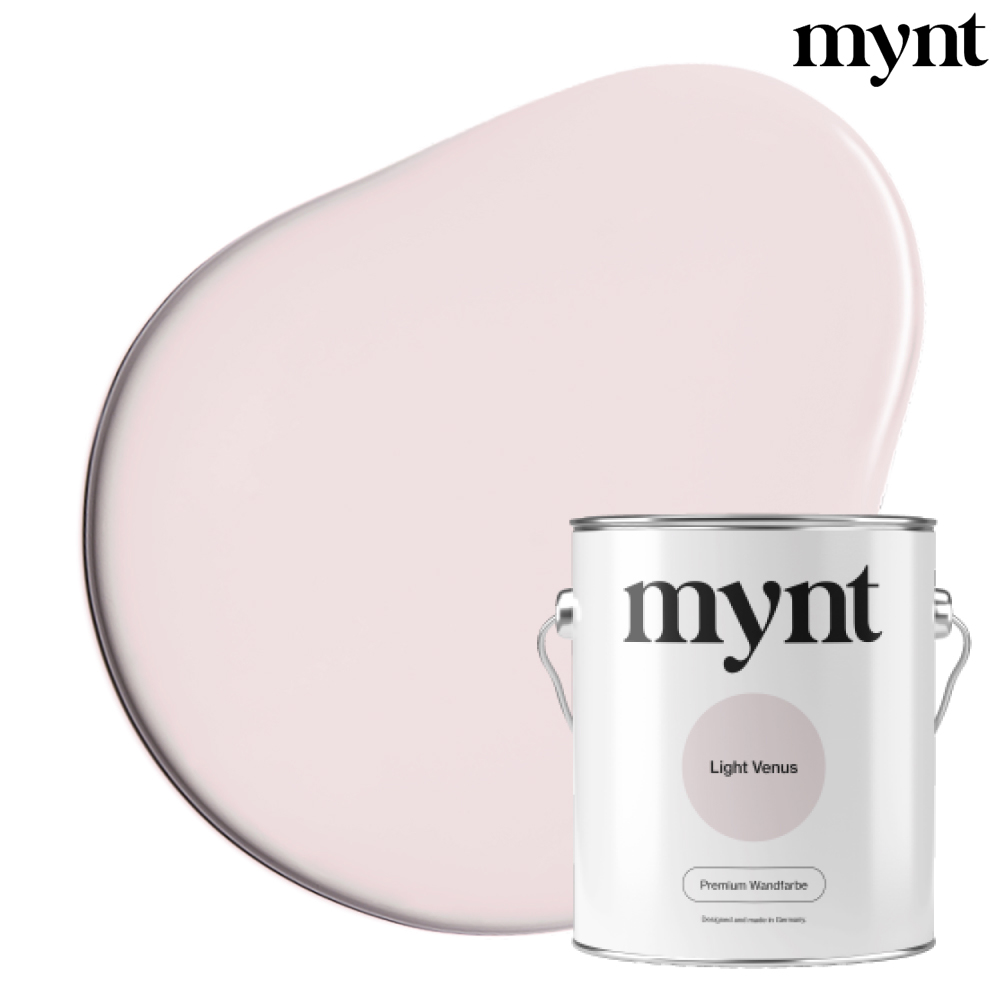 Farbtropfen - Wandfarbe Light Venus Farbklecks mit Eimer der Farbe Light Venus