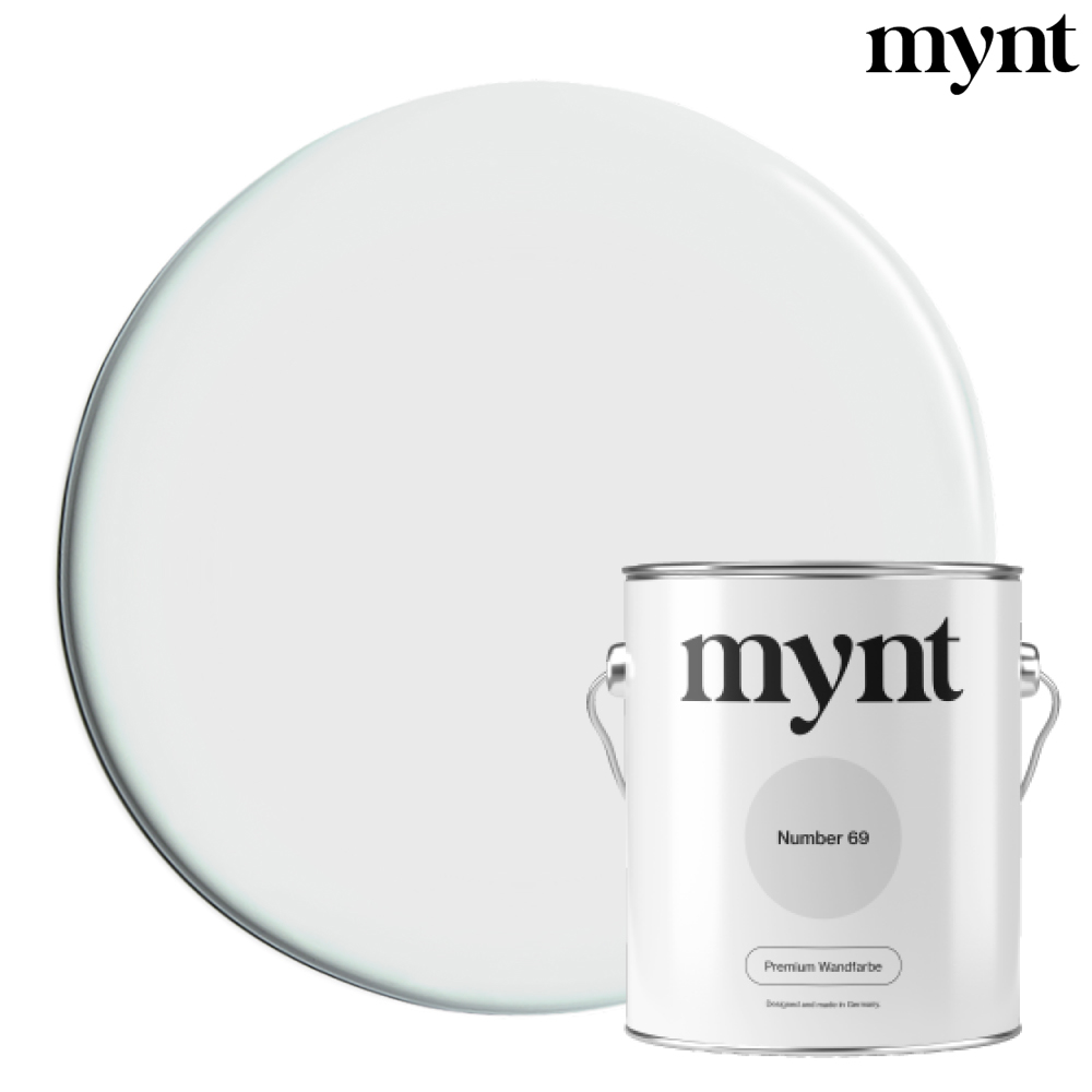 Farbtropfen - Wandfarbe Number 69 Farbklecks mit Eimer der Farbe Number 69