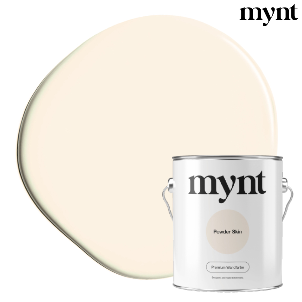 Farbtropfen - Wandfarbe Powder Skin Farbklecks mit Eimer der Farbe Powder Skin