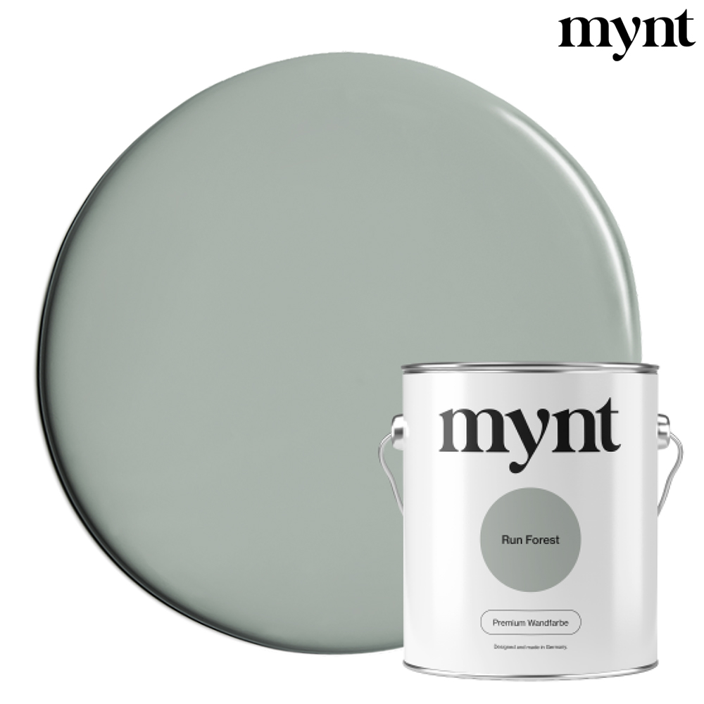 Farbtropfen - Wandfarbe Run Forest Farbklecks mit Eimer der Farbe Run Forest