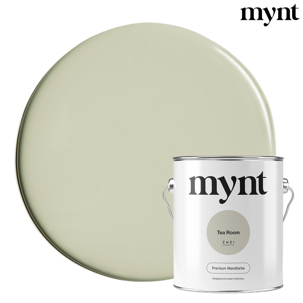 Farbtropfen - Wandfarbe Tea Room Farbklecks mit Eimer der Farbe Tea Room