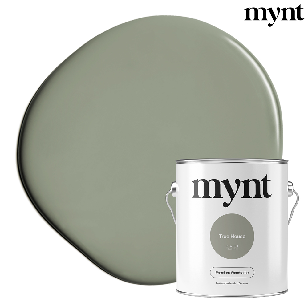 Farbtropfen - Wandfarbe Tree House Farbklecks mit Eimer der Farbe Tree House