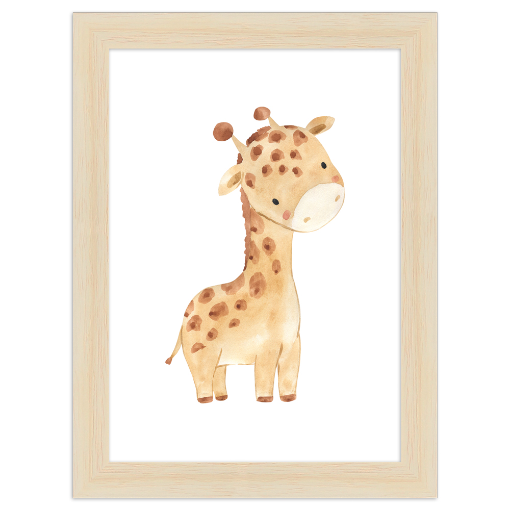 "Giraffe" - 13x18 cm Poster mit Holzahmen Natur