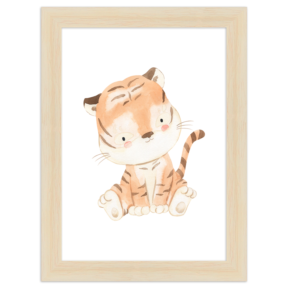 "Tiger" - 13x18 cm Poster mit Holzahmen Natur