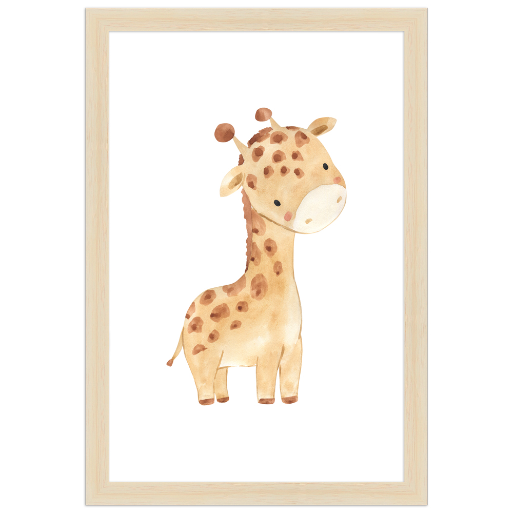 "Giraffe" - 20x30 cm Poster mit Holzahmen Natur