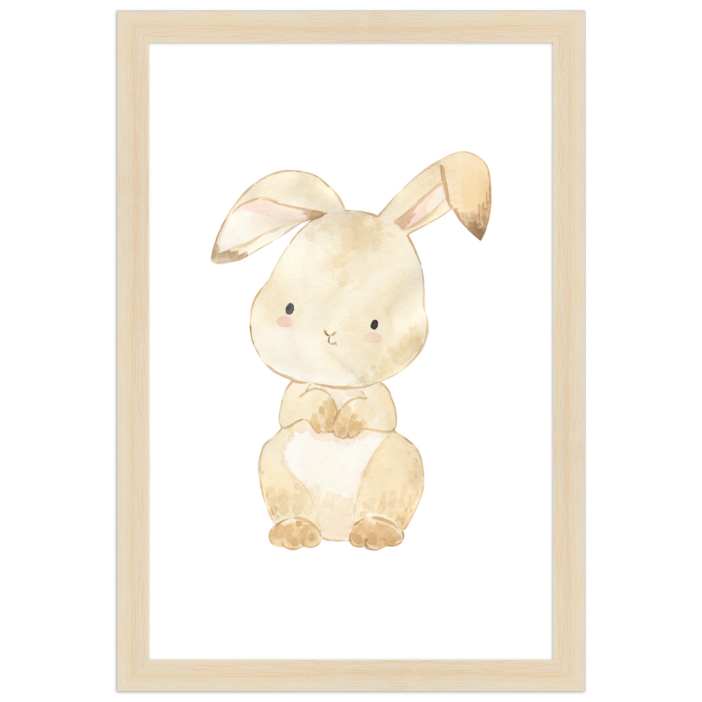 "Hase" - 20x30 cm Poster mit Holzahmen Natur
