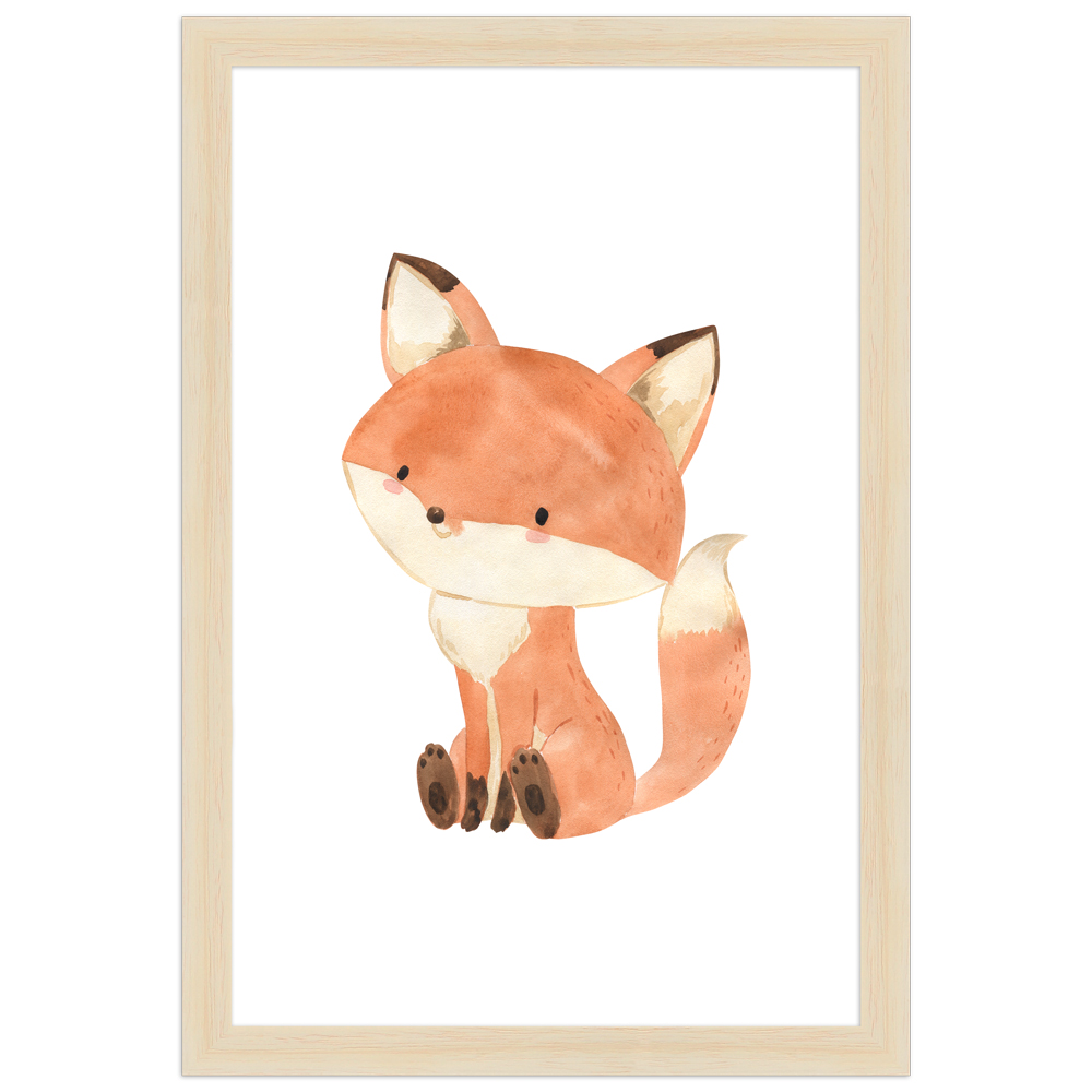 "Fuchs" - 20x30 cm Poster mit Holzahmen Natur