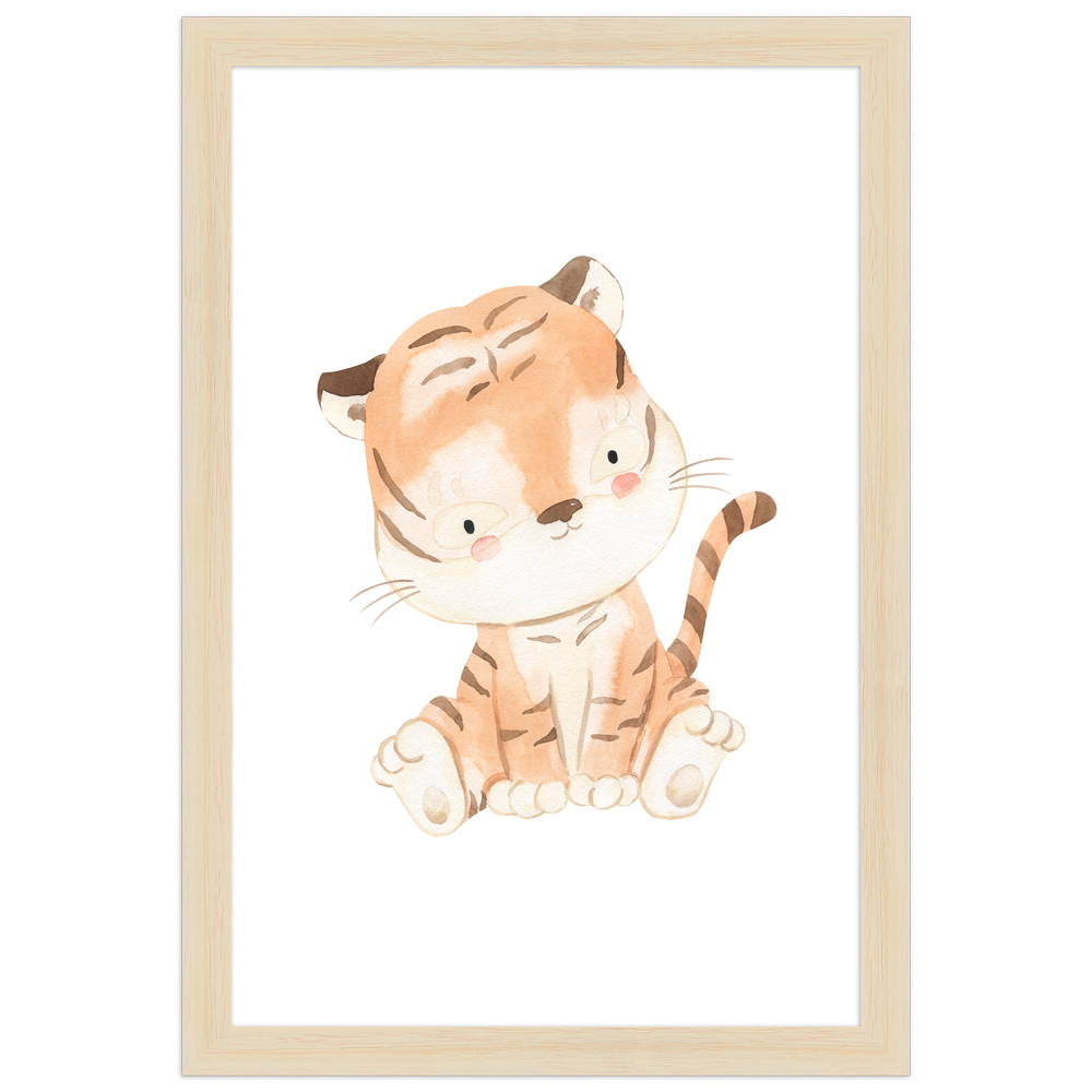 "Tiger" - 20x30 cm Poster mit Holzahmen Natur