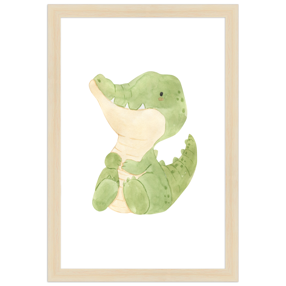 "Alligator" - 20x30 cm Poster mit Holzahmen Natur