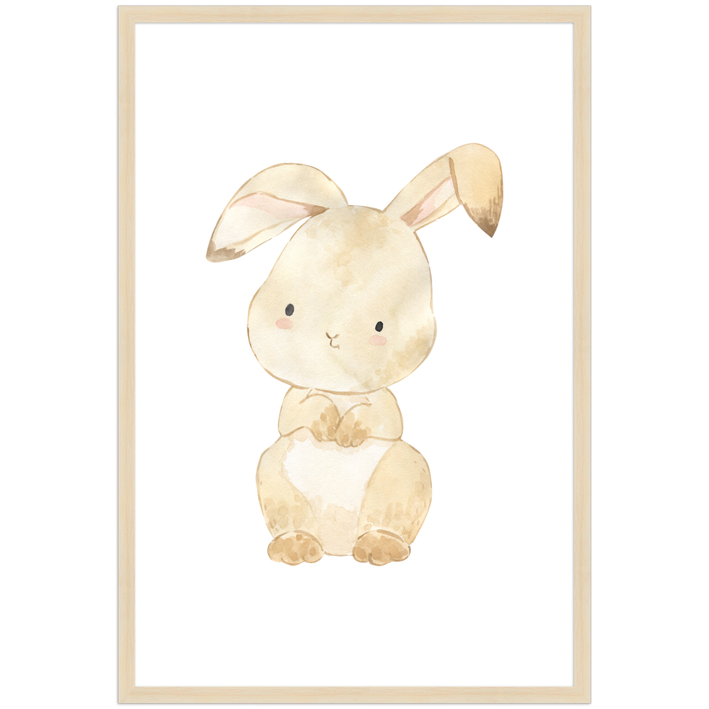 "Hase" - 40x60 cm Poster mit Holzahmen Natur