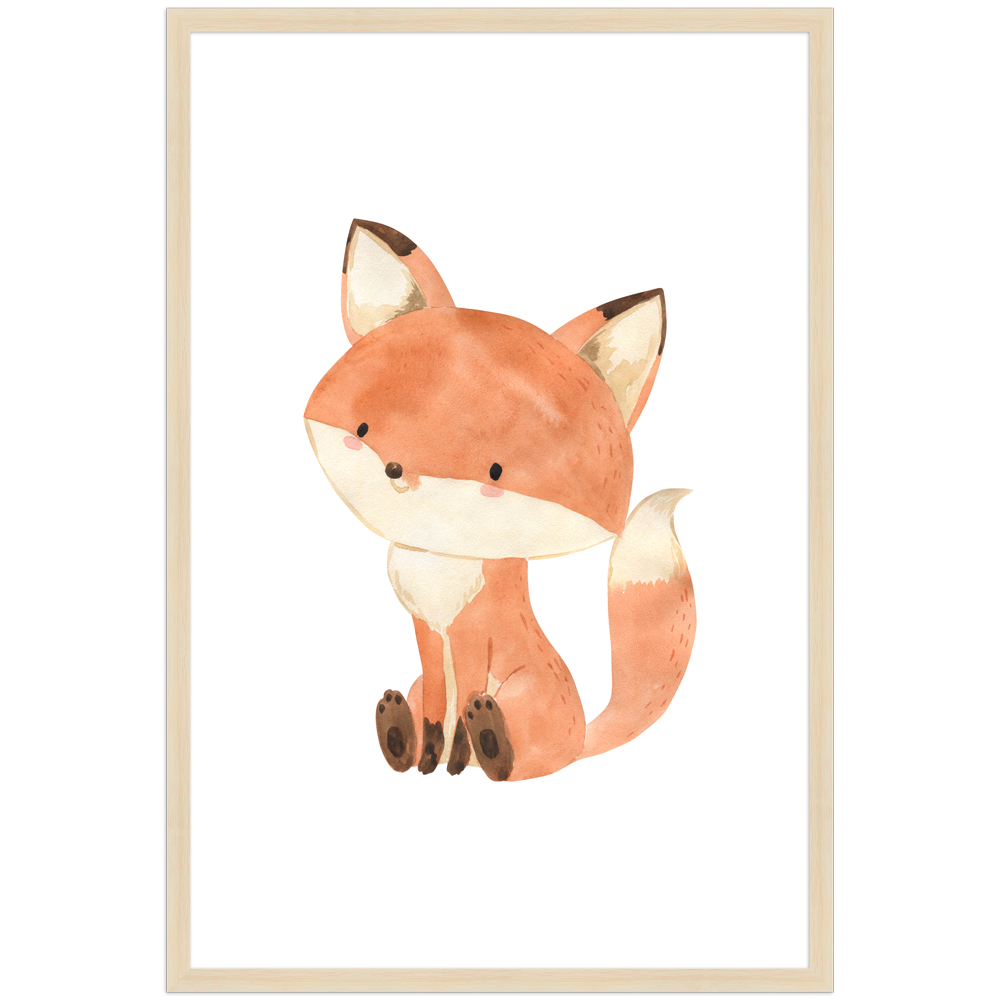 "Fuchs" - 40x60 cm Poster mit Holzahmen Natur