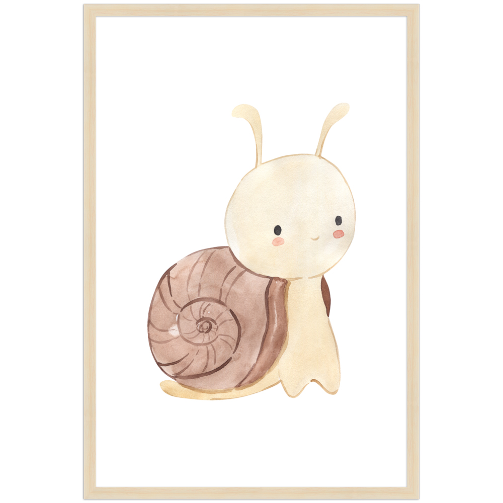 "Schnecke" - 40x60 cm Poster mit Holzahmen Natur