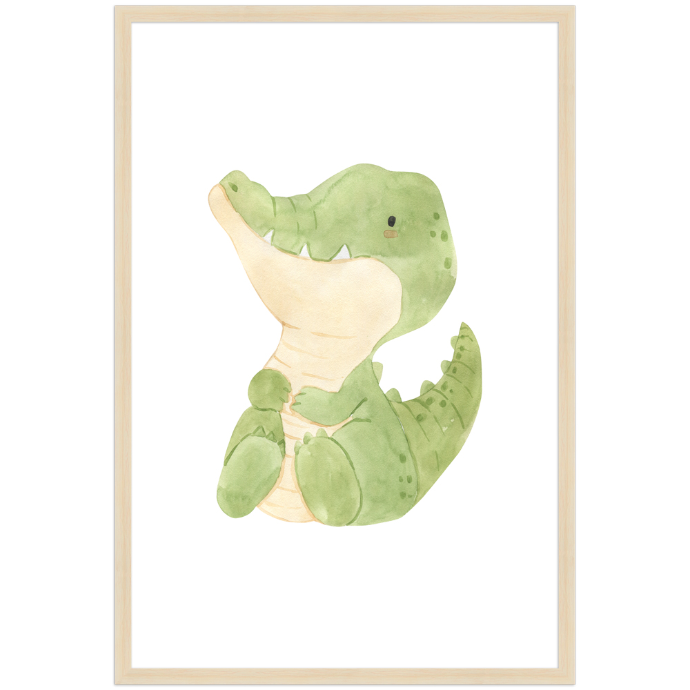 "Alligator" - 40x60 cm Poster mit Holzahmen Natur