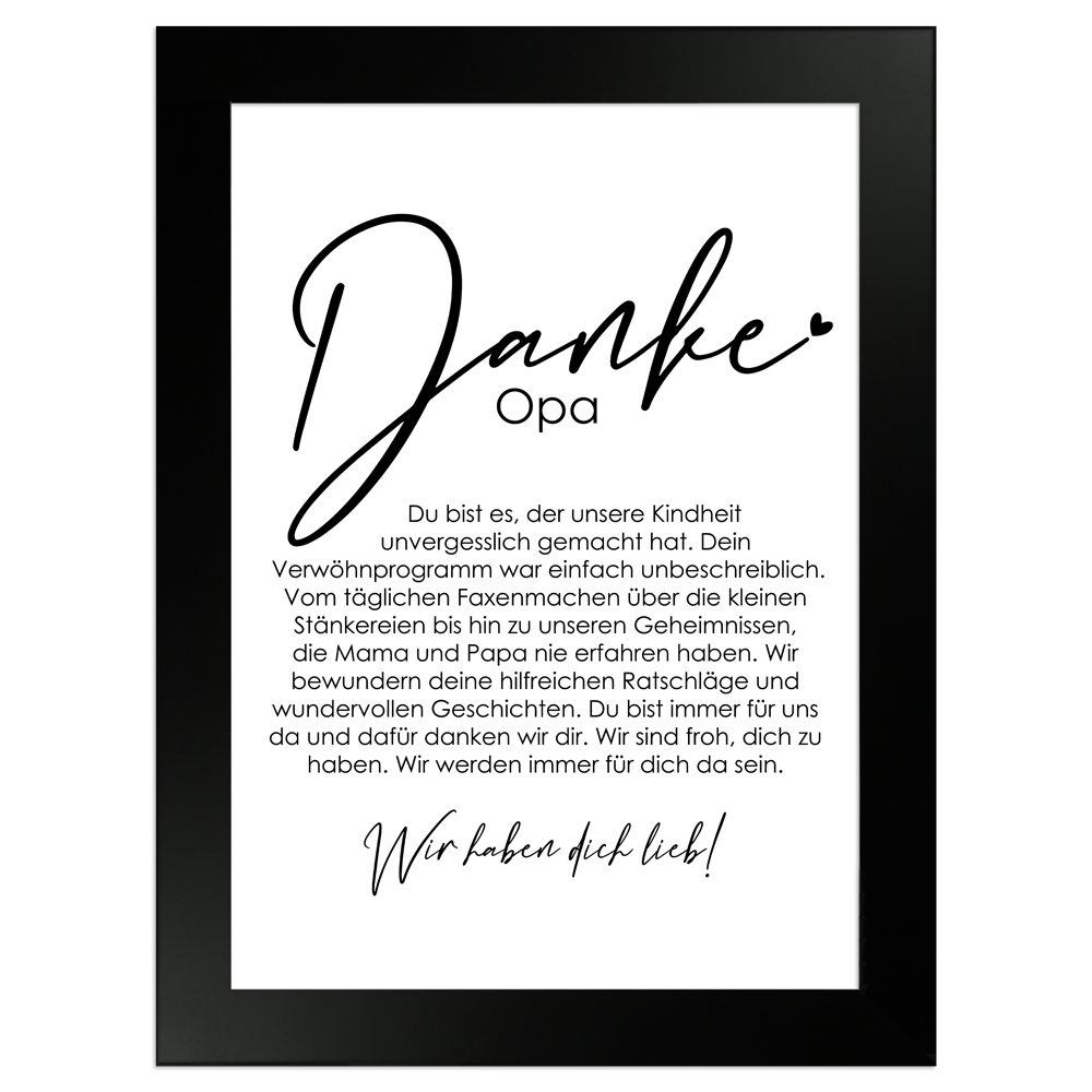 gerahmtes Poster | Danke Opa