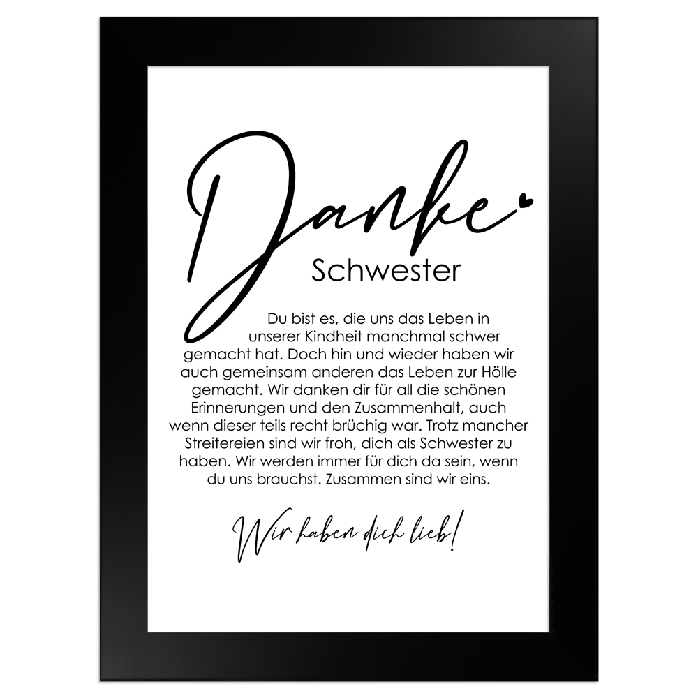 gerahmtes Poster | Danke Schwester