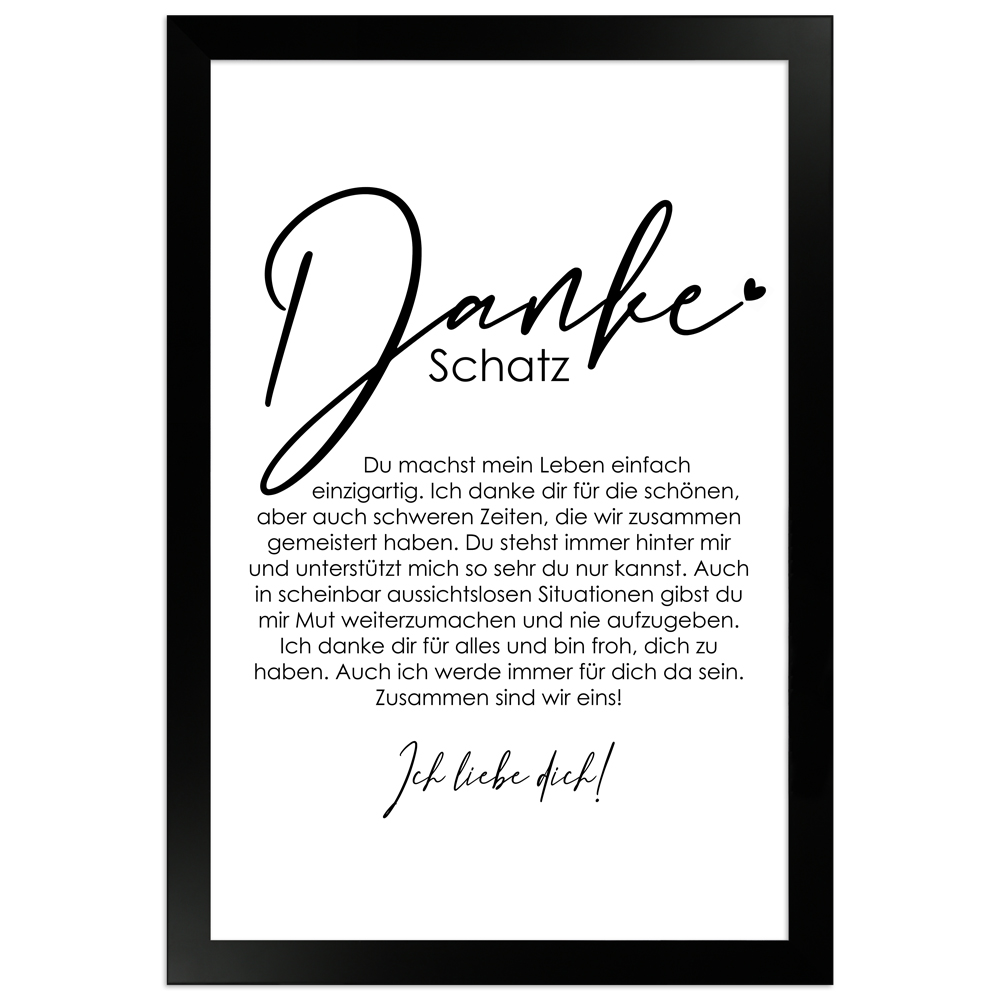 gerahmtes Poster | Danke Schatz