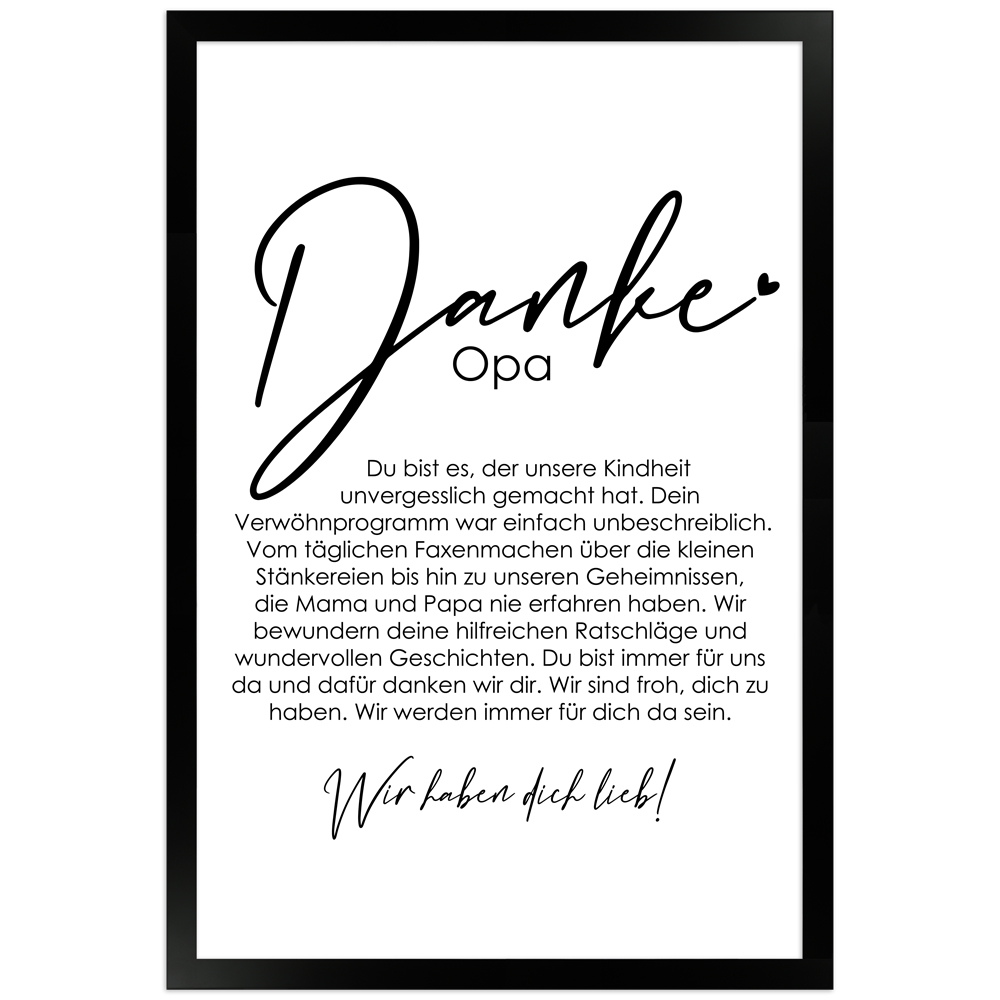 gerahmtes Poster | Danke Opa