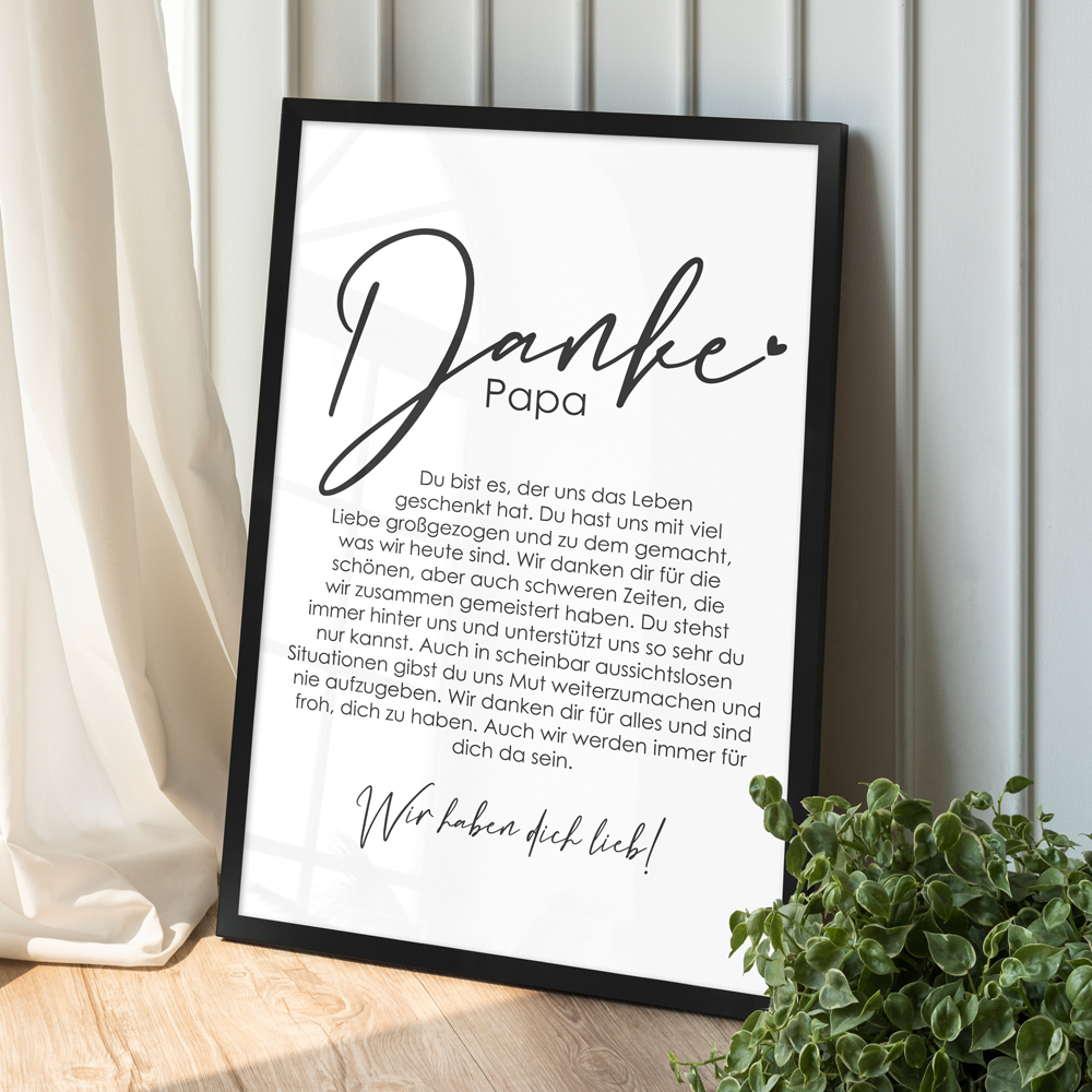 "Danke Papa - von uns" 40x60 cm Poster im Raum
