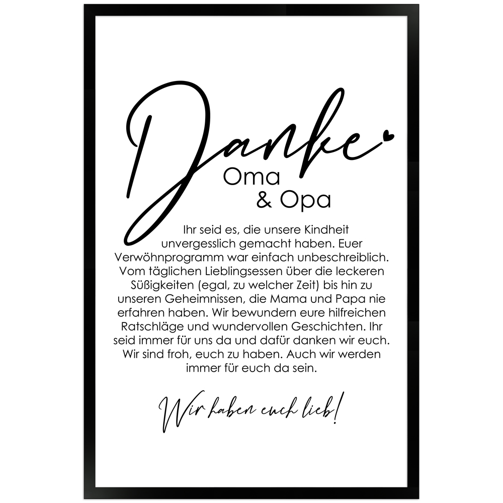 gerahmtes Poster | Danke Oma und Opa