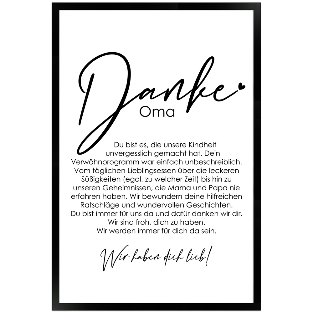 gerahmtes Poster | Danke Oma