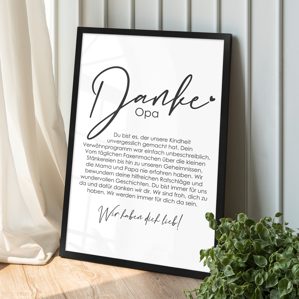 "Danke Opa - von uns" 40x60 cm Poster im Raum
