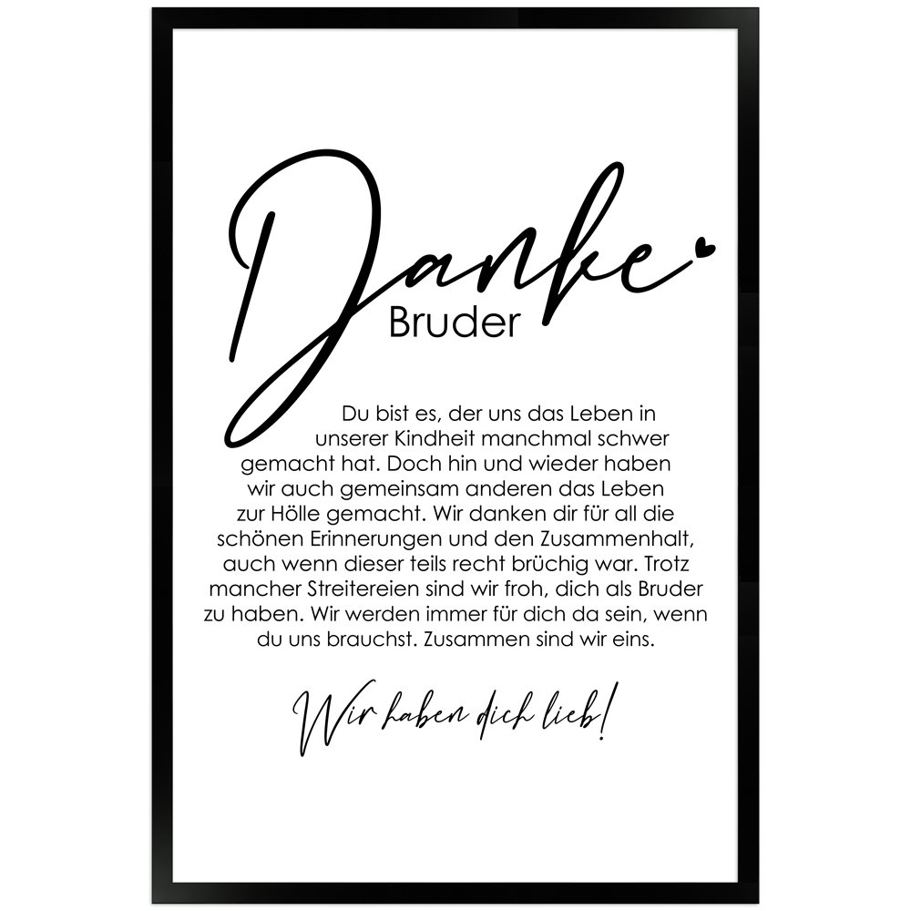 gerahmtes Poster | Danke Bruder