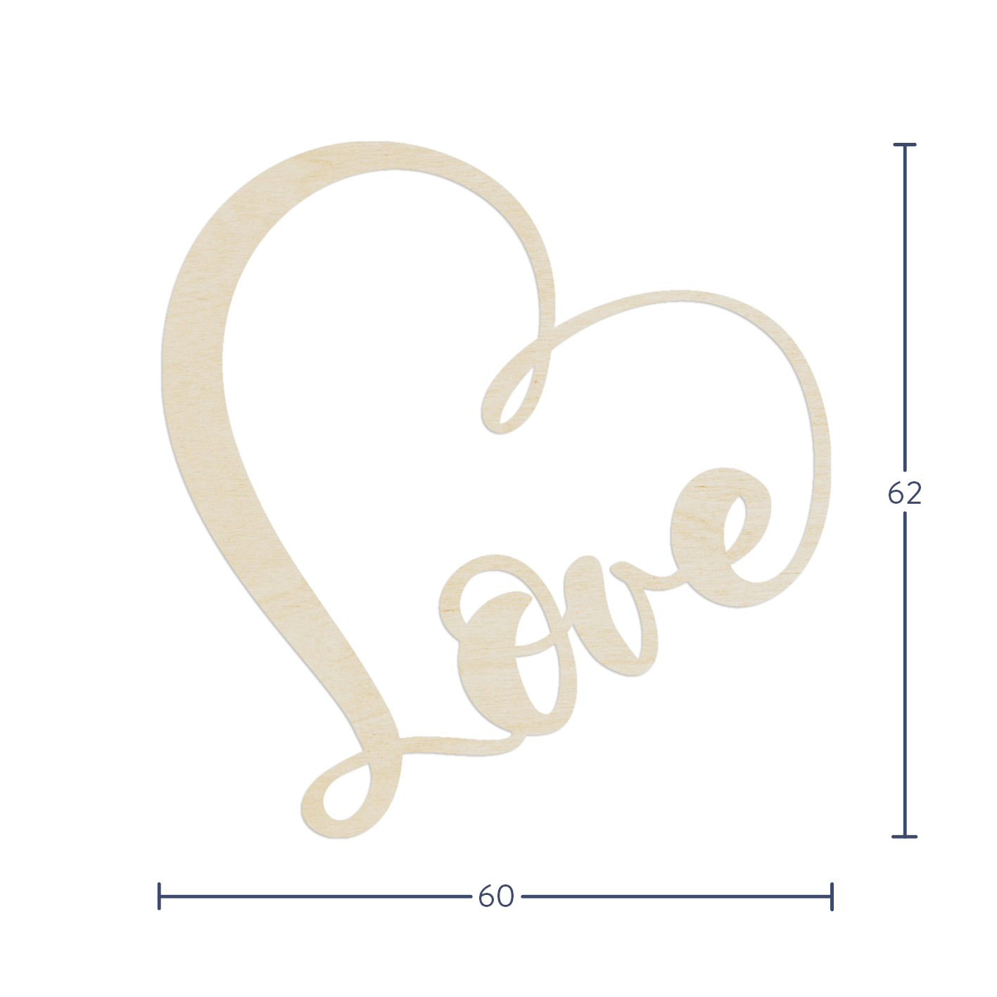"Love" - 62x60 cm Wanddeko Holz aus Pappelsperrholz