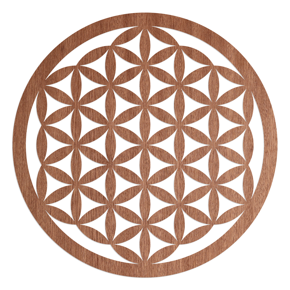 "Blume des Lebens" -  Wanddeko Holz aus Sperrholz mit Mahagoni-Furnier