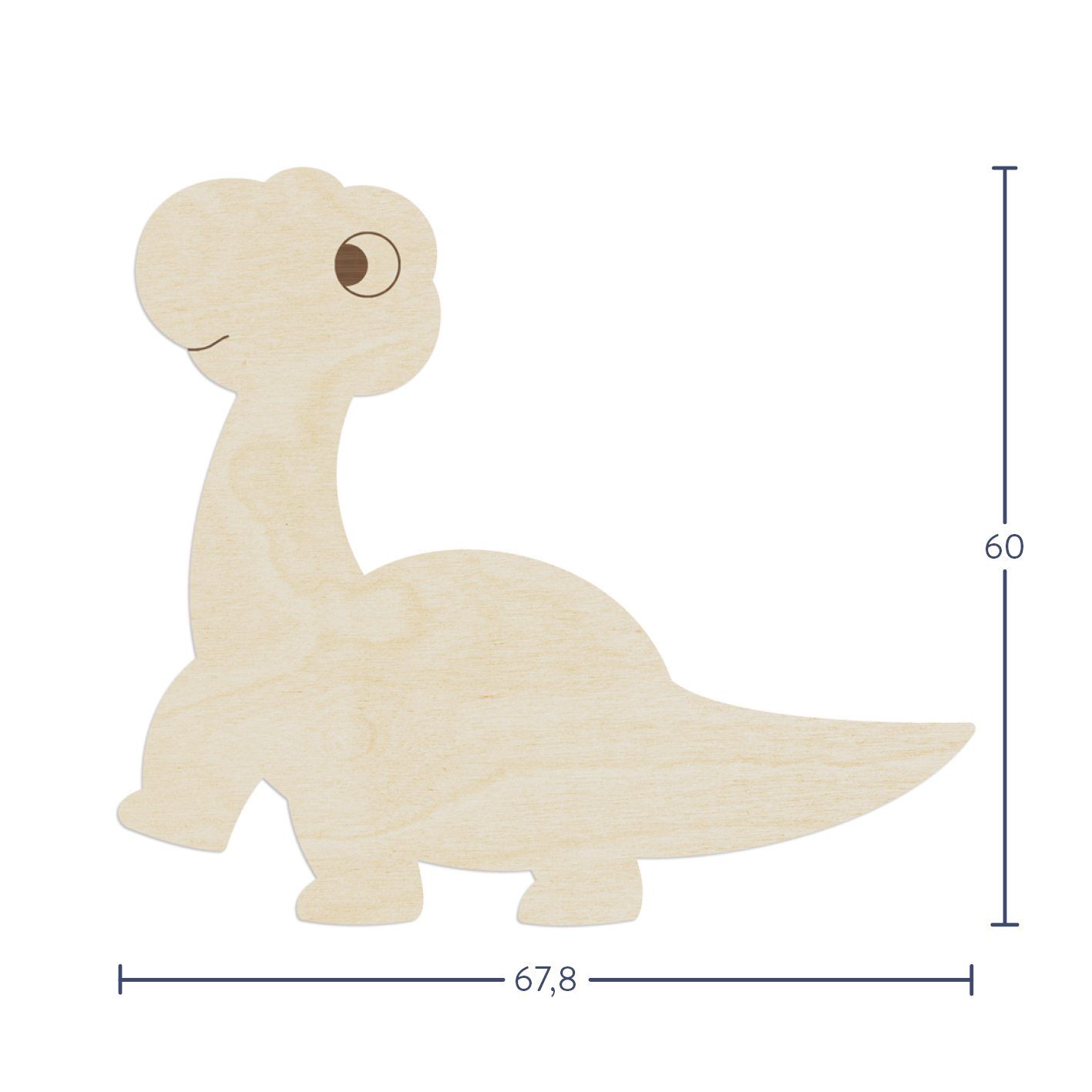 "Dino Brachiosaurus" - 67,8x60 cm Wanddeko Holz aus Pappelsperrholz