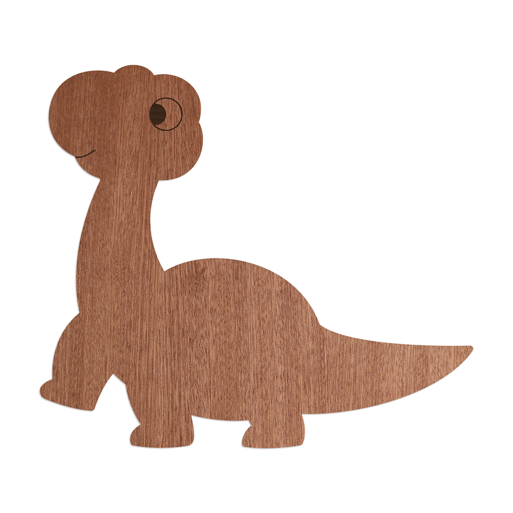 "Dino Brachiosaurus" -  Wanddeko Holz aus Sperrholz mit Mahagoni-Furnier 