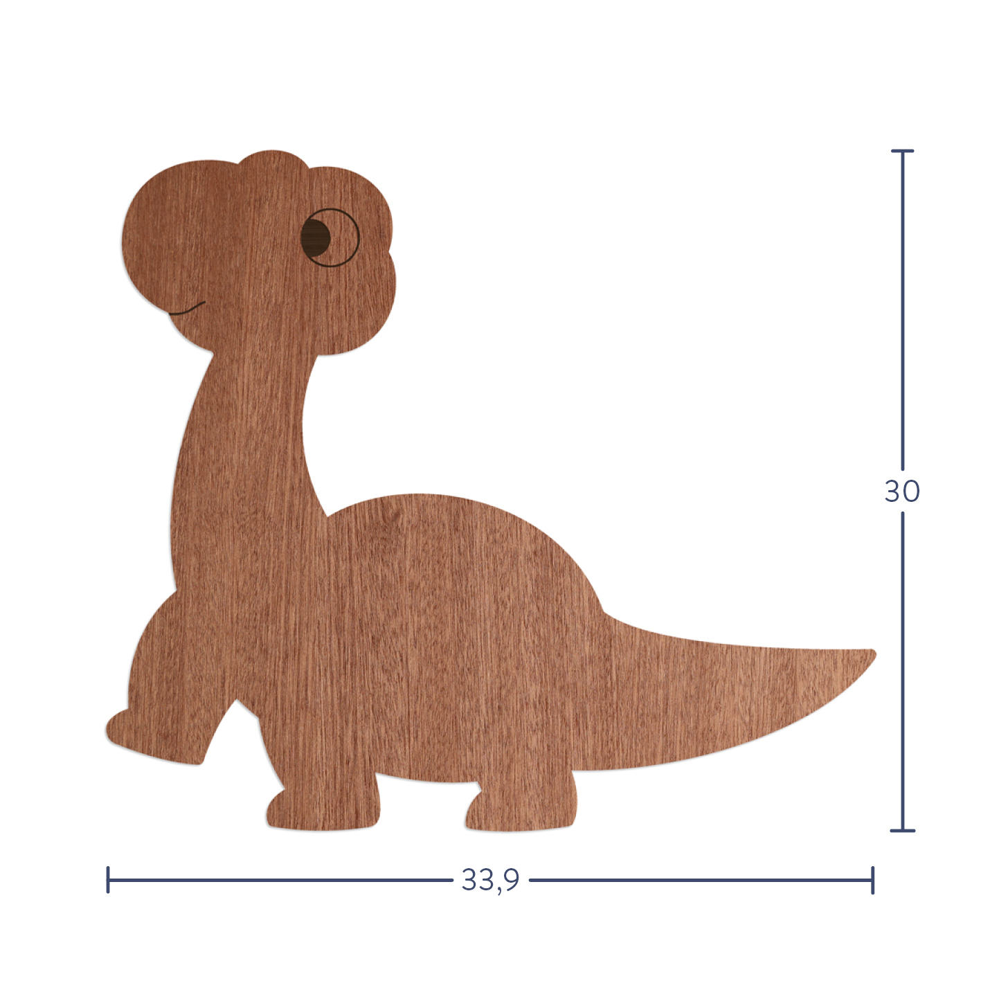 "Dino Brachiosaurus" - 33,9x30 cm Wanddeko Holz aus Sperrholz mit Mahagoni-Furnier