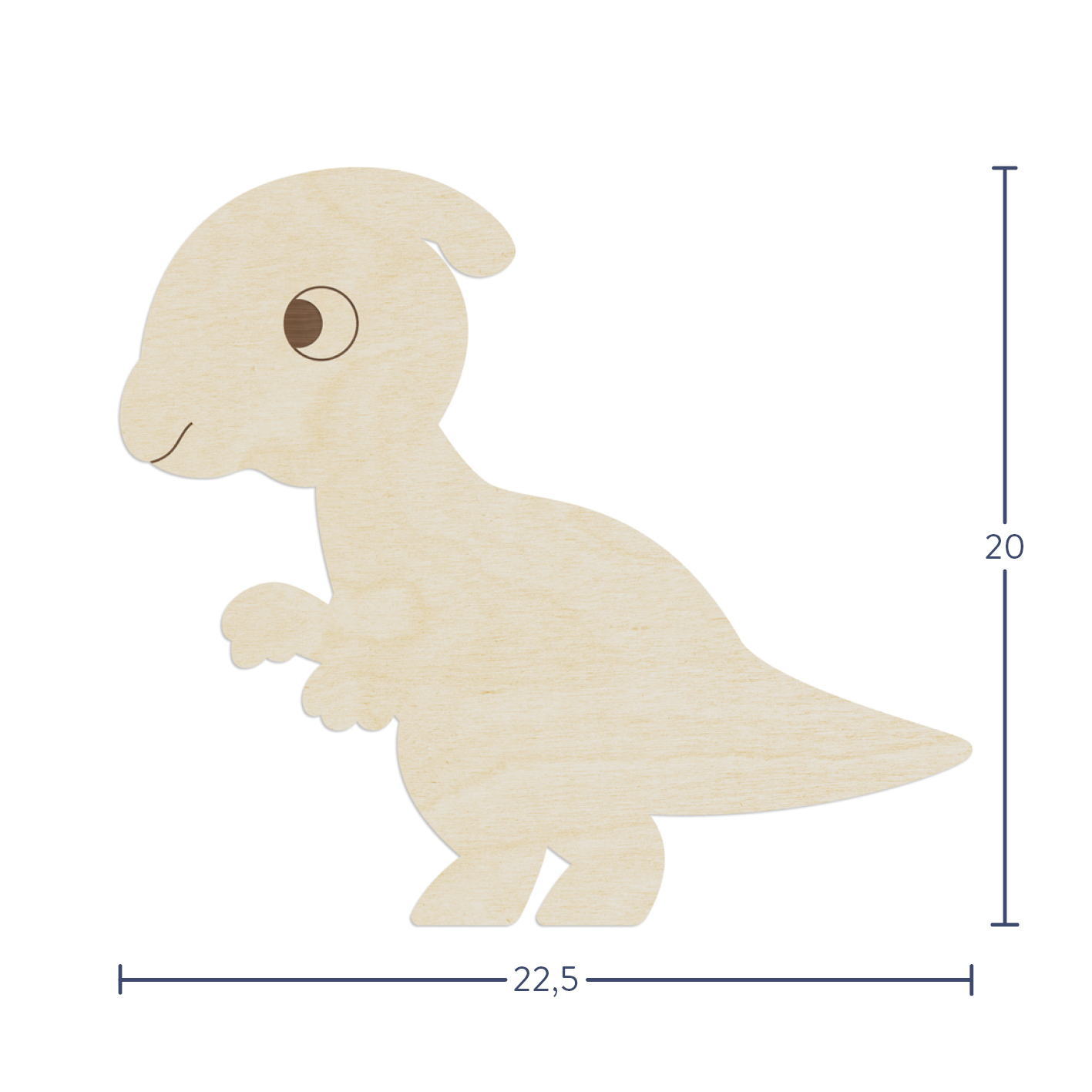 "Dino Parasaurolophus" - 22,5x20 cm Wanddeko Holz aus Pappelsperrholz
