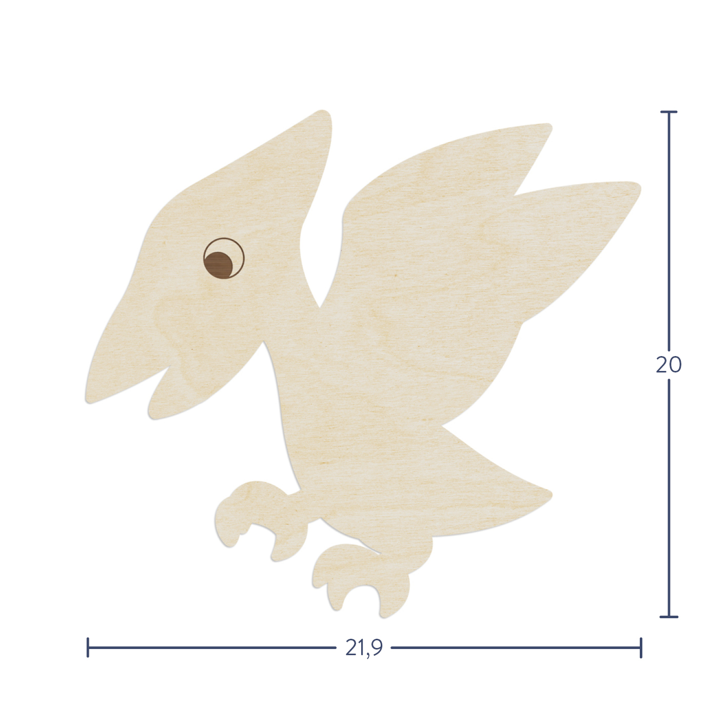 "Dino Flugsaurier" - 21,9x20 cm Wanddeko Holz aus Pappelsperrholz